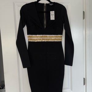 Fashion Nova midi length black dress
